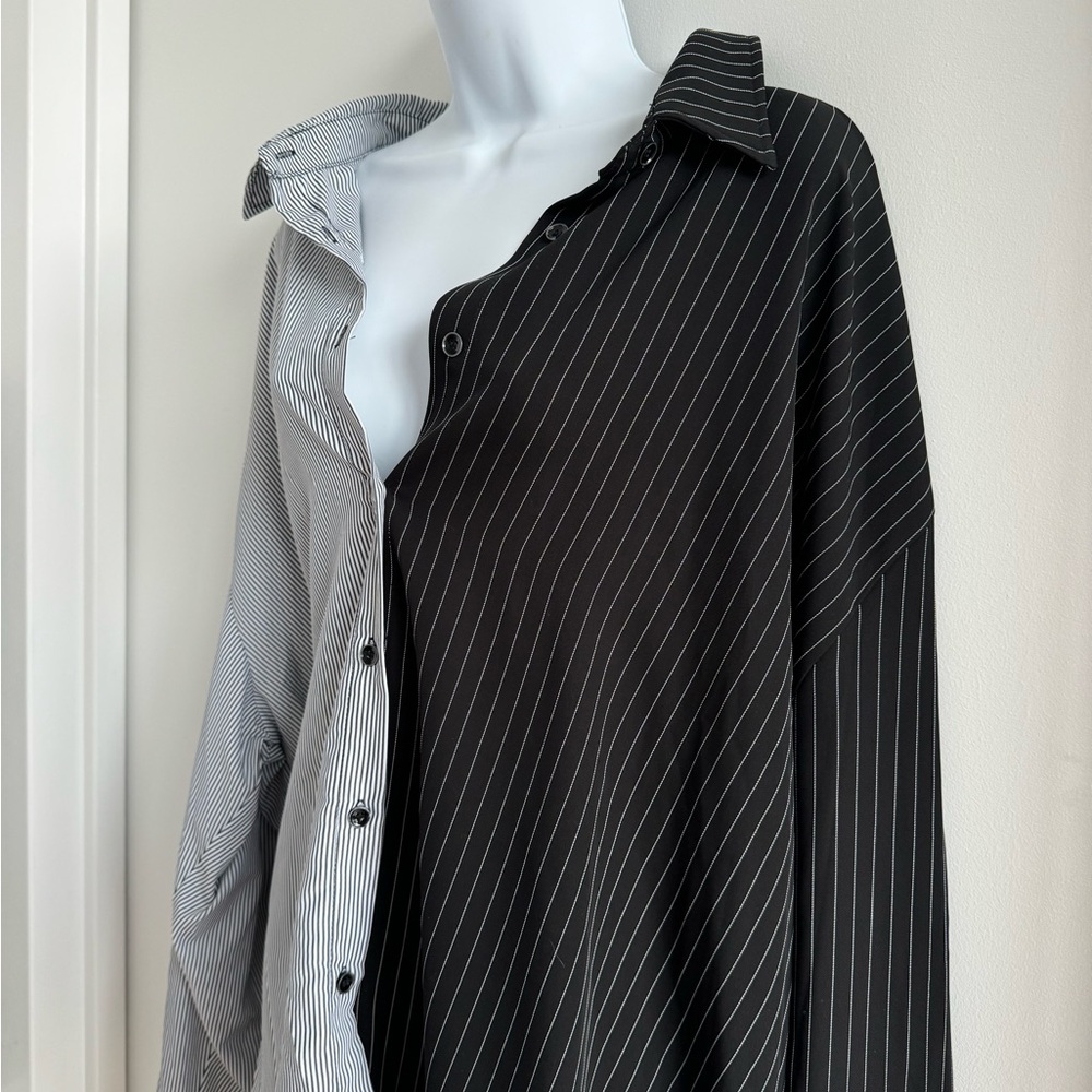 Fashion Nova Split Striped Button Down Shirt